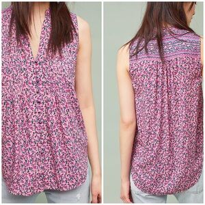 Anthropologie Maeve Petunia Pin-tucked Tank